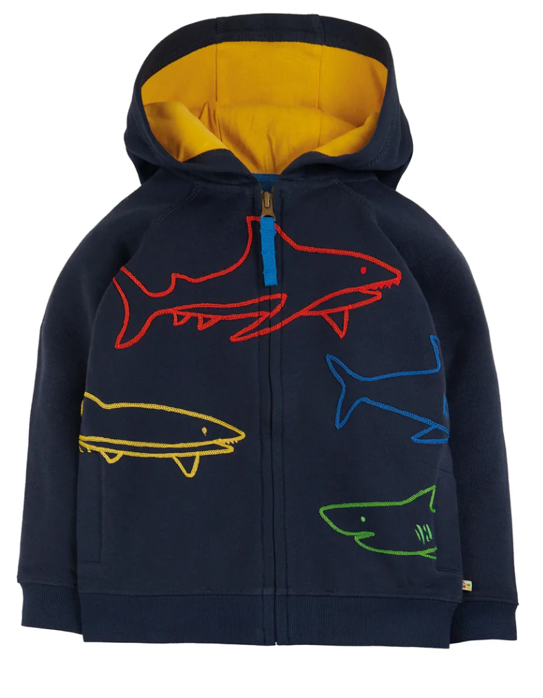 Frugi Boy's Long Sleeve Luka Zip Up Hoody in Indigo (Imperfect)
