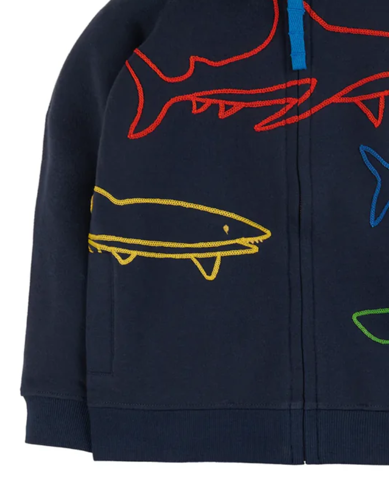 Frugi Boy's Long Sleeve Luka Zip Up Hoody in Indigo (Imperfect)