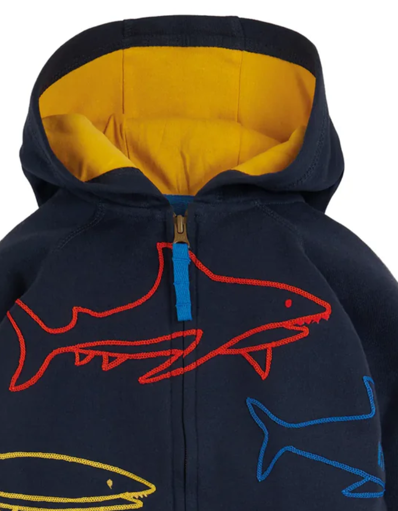 Frugi Boy's Long Sleeve Luka Zip Up Hoody in Indigo (Imperfect)