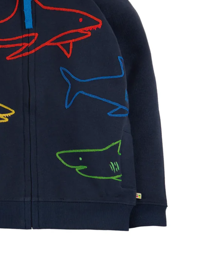 Frugi Boy's Long Sleeve Luka Zip Up Hoody in Indigo (Imperfect)