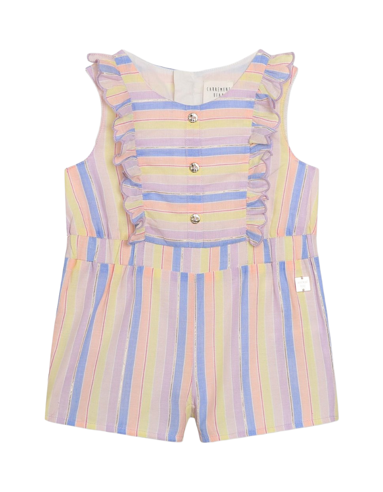 Carrement Beau Girl's Multi Striped Playsuit in Pastel Hues