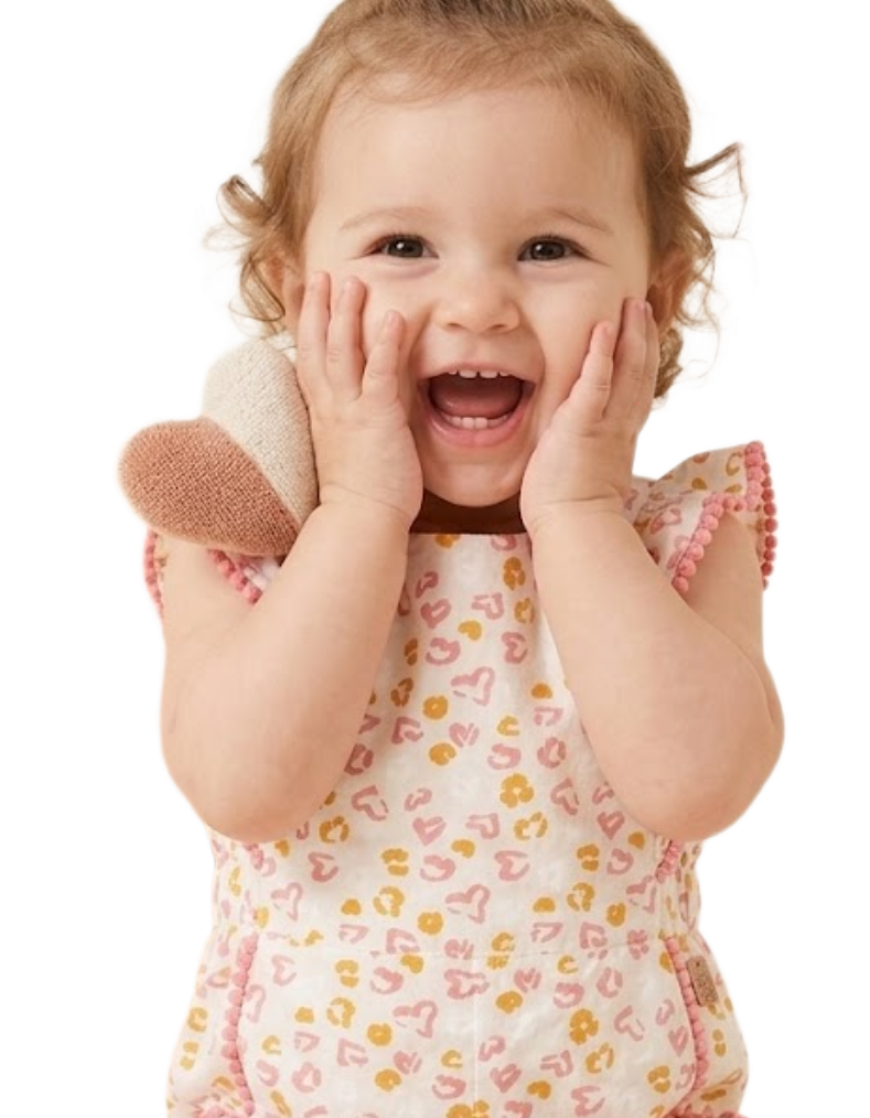 Carrement Beau Girl's Heart Printed Frilly  Playsuit in Pastel Hues