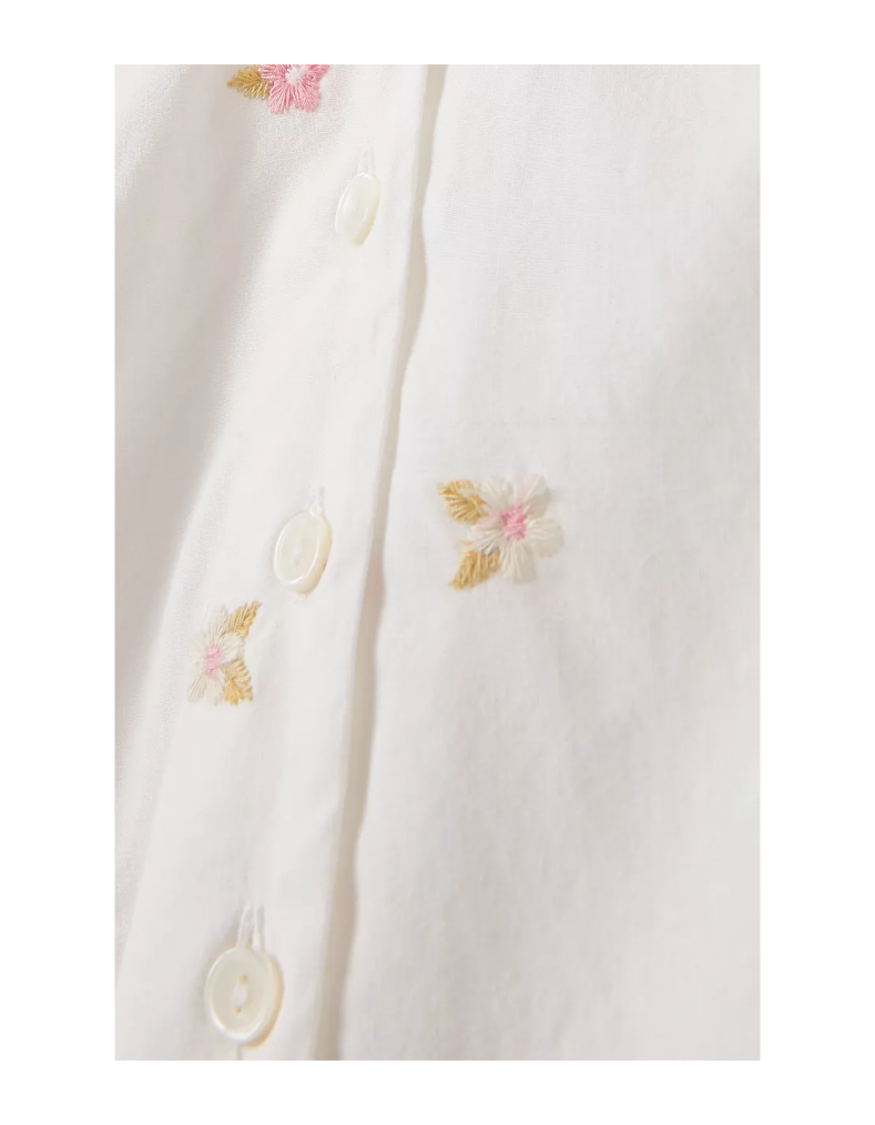 Bonpoint Girl's Floral Embroidered Cotton Blouse in White