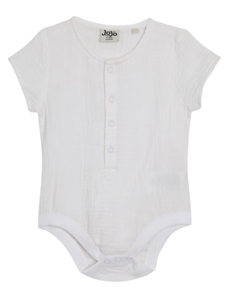Jojo Maman Baby Cheesecloth Bodysuit in White