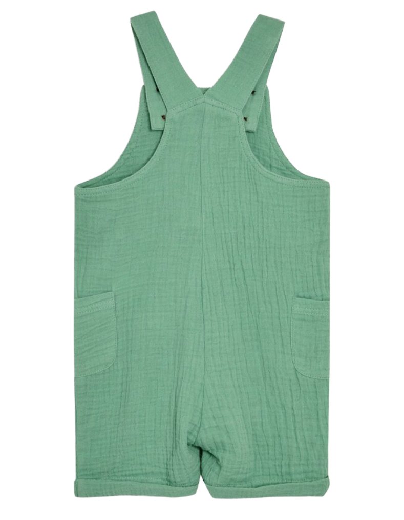 Jojo Maman Bebe Kids' 1-Piece Cheesecloth Dungarees in Green