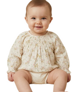 Bonton Baby Smokee Creme Daisy Top in Beige