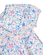 Jojo Maman Baby Ditsy Floral Smocked Woven Dress in Pink Cherry