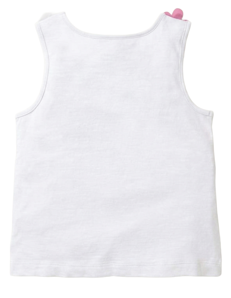 Mini Boden Girl's Flutter Flower Applique Vest in White