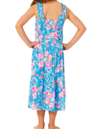 Lilly Pulitzer Girl's Mini Hadly Maxi Dress in Blue Bahamian Rhapsody