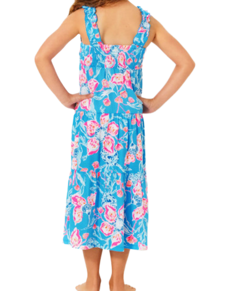 Lilly Pulitzer Girl's Mini Hadly Maxi Dress in Blue Bahamian Rhapsody
