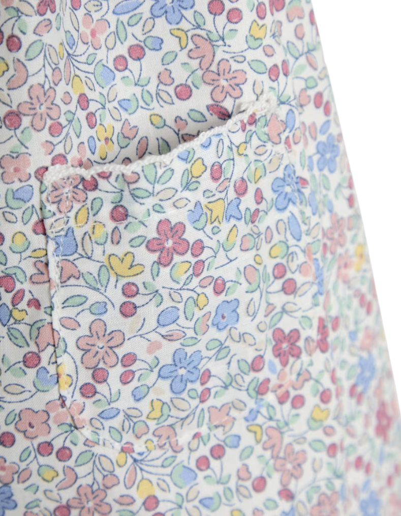 Jojo Maman Baby Ditsy Floral Print Pretty Ruffle Shoulder Sunsuit in Cherry Pink