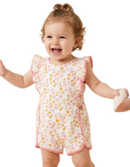 Carrement Beau Girl's Heart Printed Frilly  Playsuit in Pastel Hues