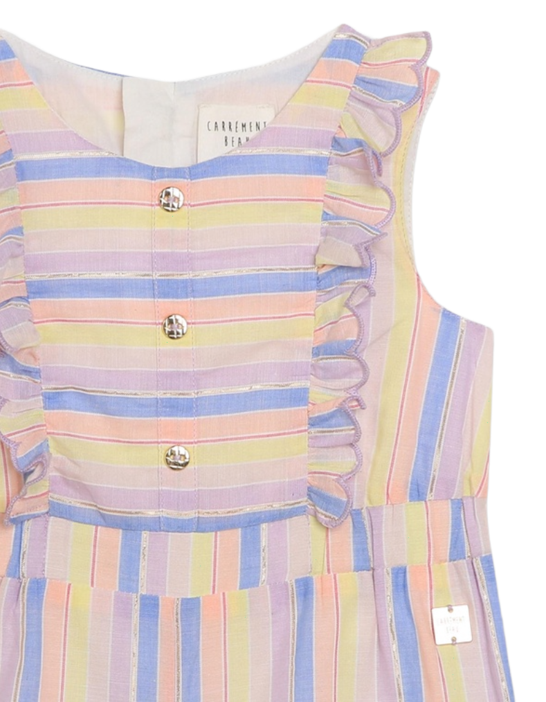 Carrement Beau Girl's Multi Striped Playsuit in Pastel Hues