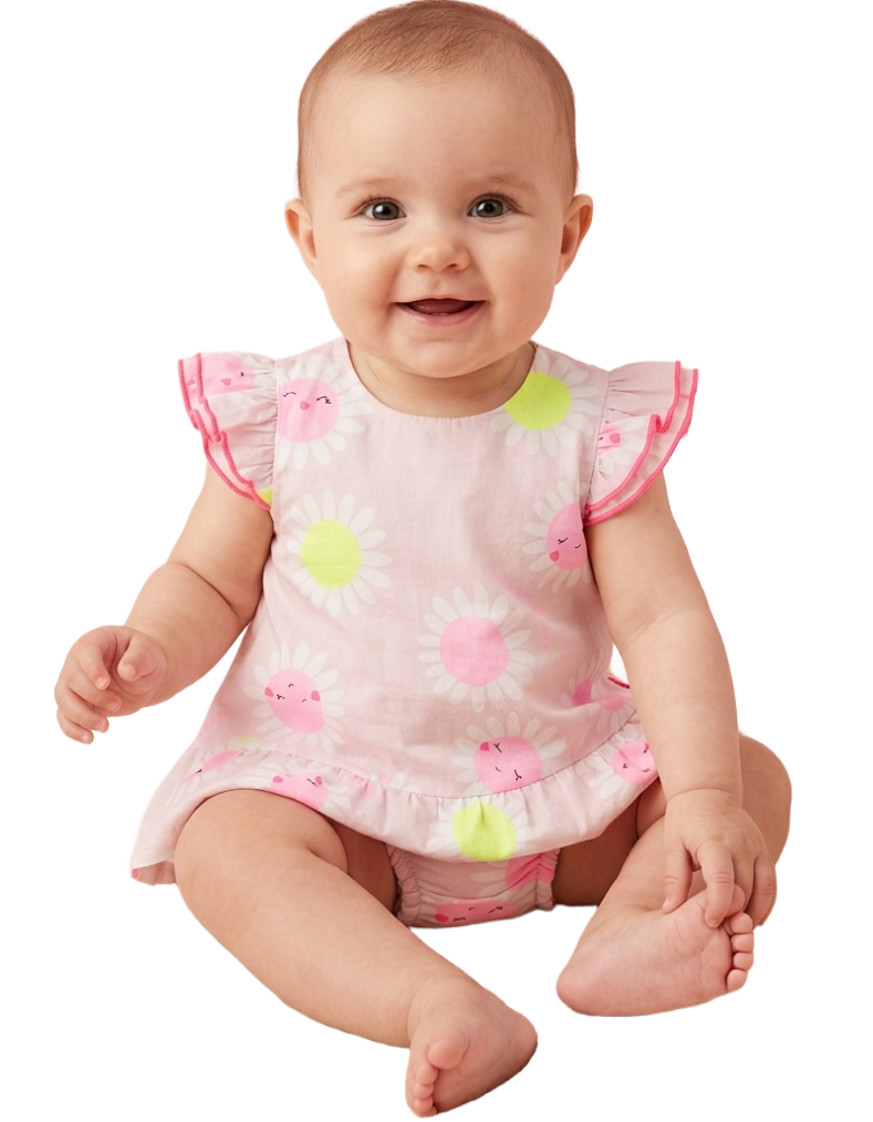 Billieblush Baby Floral-Print Dress in Pink Suflowers