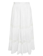 Women's Curve Tiered Lace Cotton Maxi Skirt in White (Imperfect)