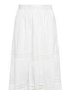 Women's Curve Tiered Lace Cotton Maxi Skirt in White (Imperfect)
