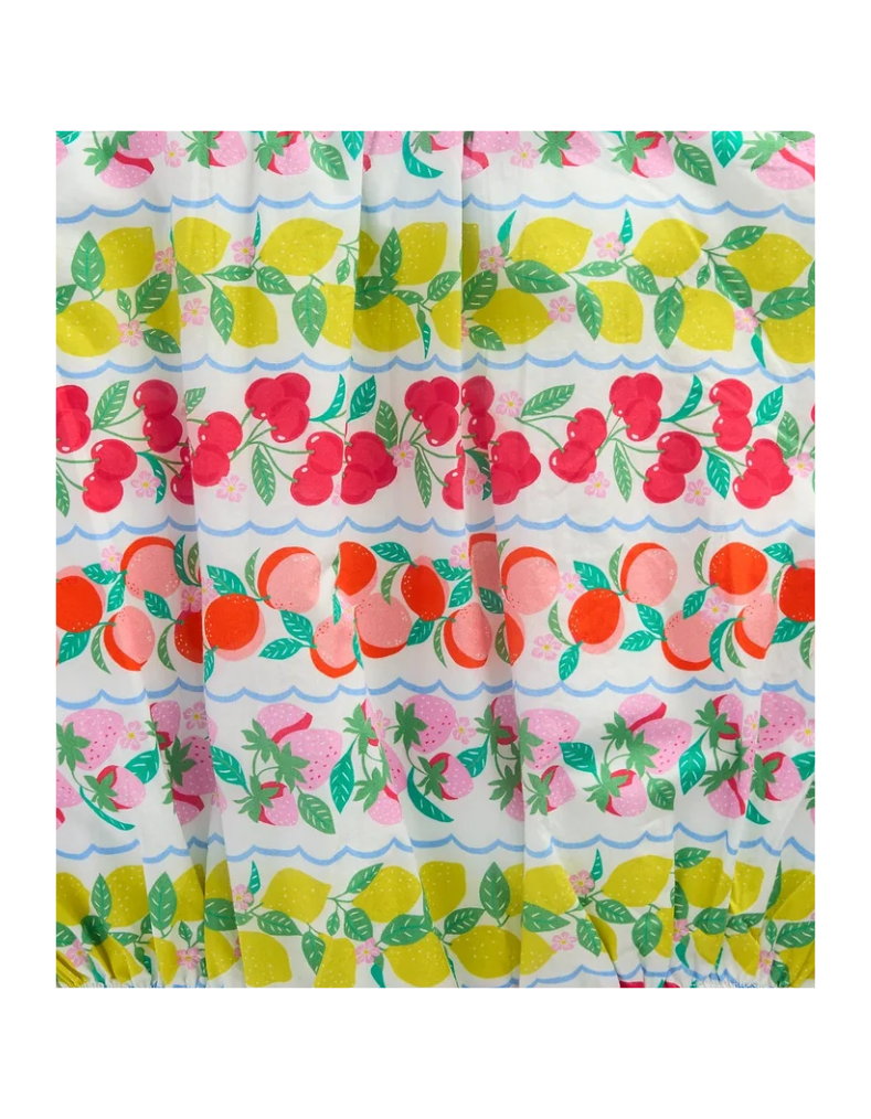 Baby Boden Girls Printed Bubble Romper in Multi Fruit Stripe
