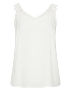 Women's Plus Size Sleeveless Floral Trim Cami in White (Imperfect)