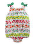 Baby Boden Girls Printed Bubble Romper in Multi Fruit Stripe