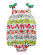 Baby Boden Girls Printed Bubble Romper in Multi Fruit Stripe