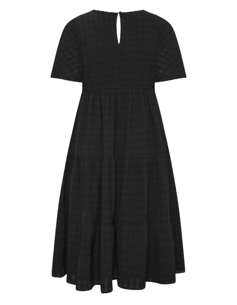 Women's Plus size Curve Textured Tiered Smock Dress in Black