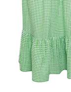 Women's Curve Gingham Tiered Pure Cotton Midi Skirt in Green (IMPERFECT)