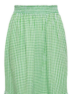Women's Curve Gingham Tiered Pure Cotton Midi Skirt in Green (IMPERFECT)