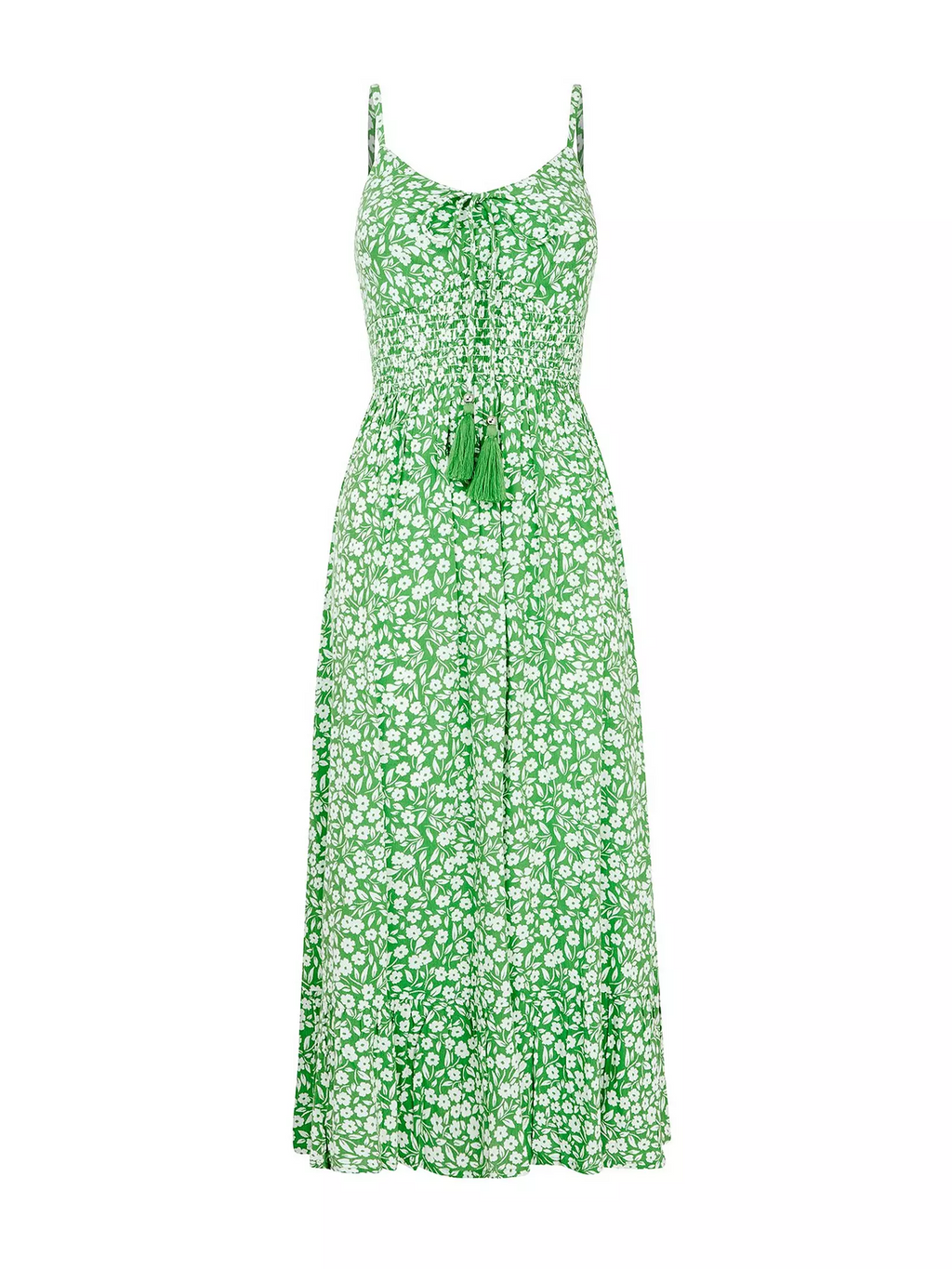 Clara Ditsy Printed Sundress In Green