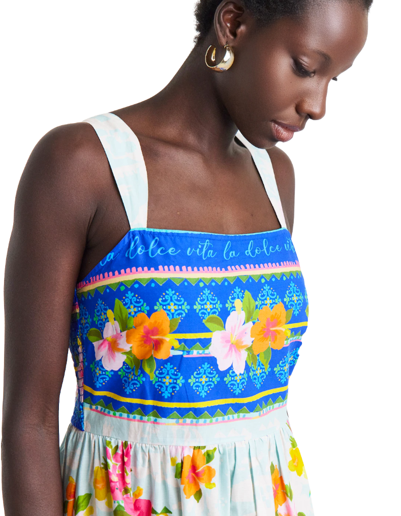 Women's Strappy Print Prom Dress In Multi Colour