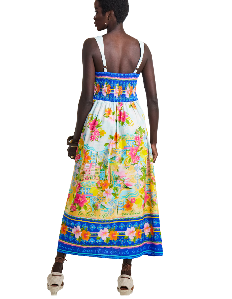 Women's Strappy Print Prom Dress In Multi Colour