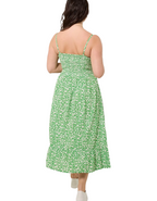 Clara Ditsy Printed Sundress In Green