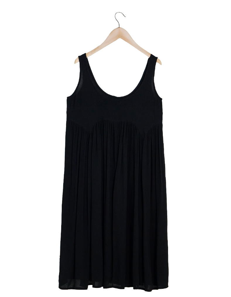 Women's Black Crinkle Midi Sundress
