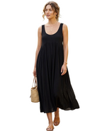 Women's Black Crinkle Midi Sundress