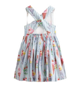Mini Boden Kids Harper Cross-Back Dress In Blue Stripe