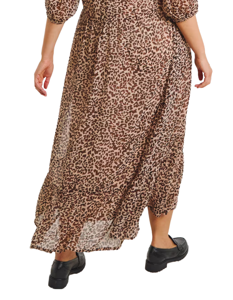 Women's Leopard Print Georgette Maxi Dress (IMPERFECT)